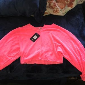 Neon pink long sleeve crop top